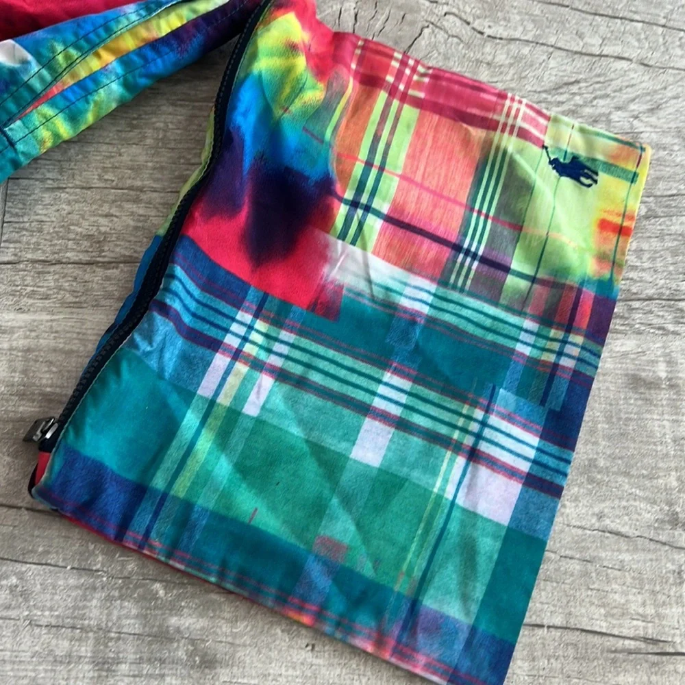 Polo Ralph‎ Lauren Swim Shorts Trunks Colorful Plaid Packable Mens Size XL